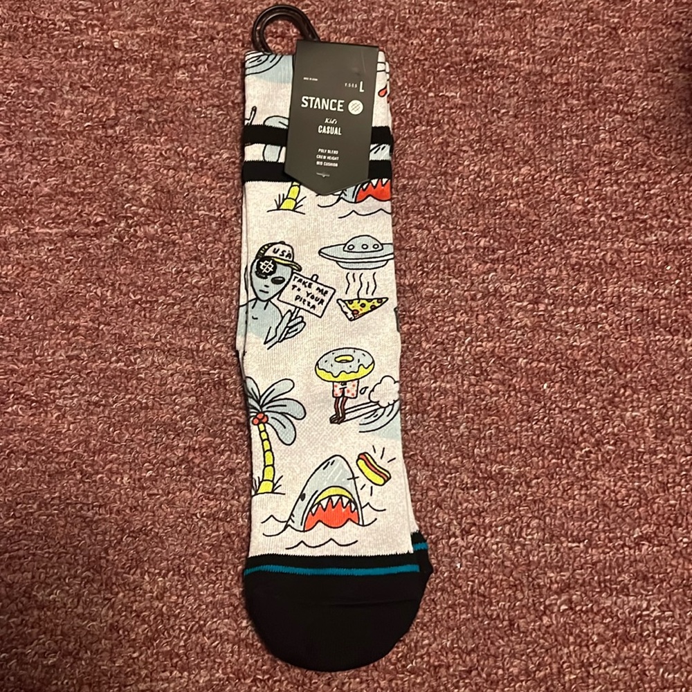 Stance Kids Poly Crew. Take Me to Your Pizza Alien UFO Pizza Donut Shark Socks